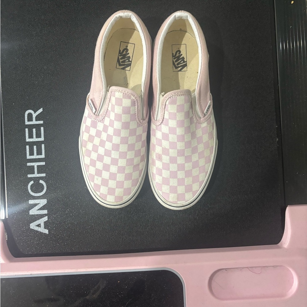 Vans Pink Checkered Slip-On Shoes